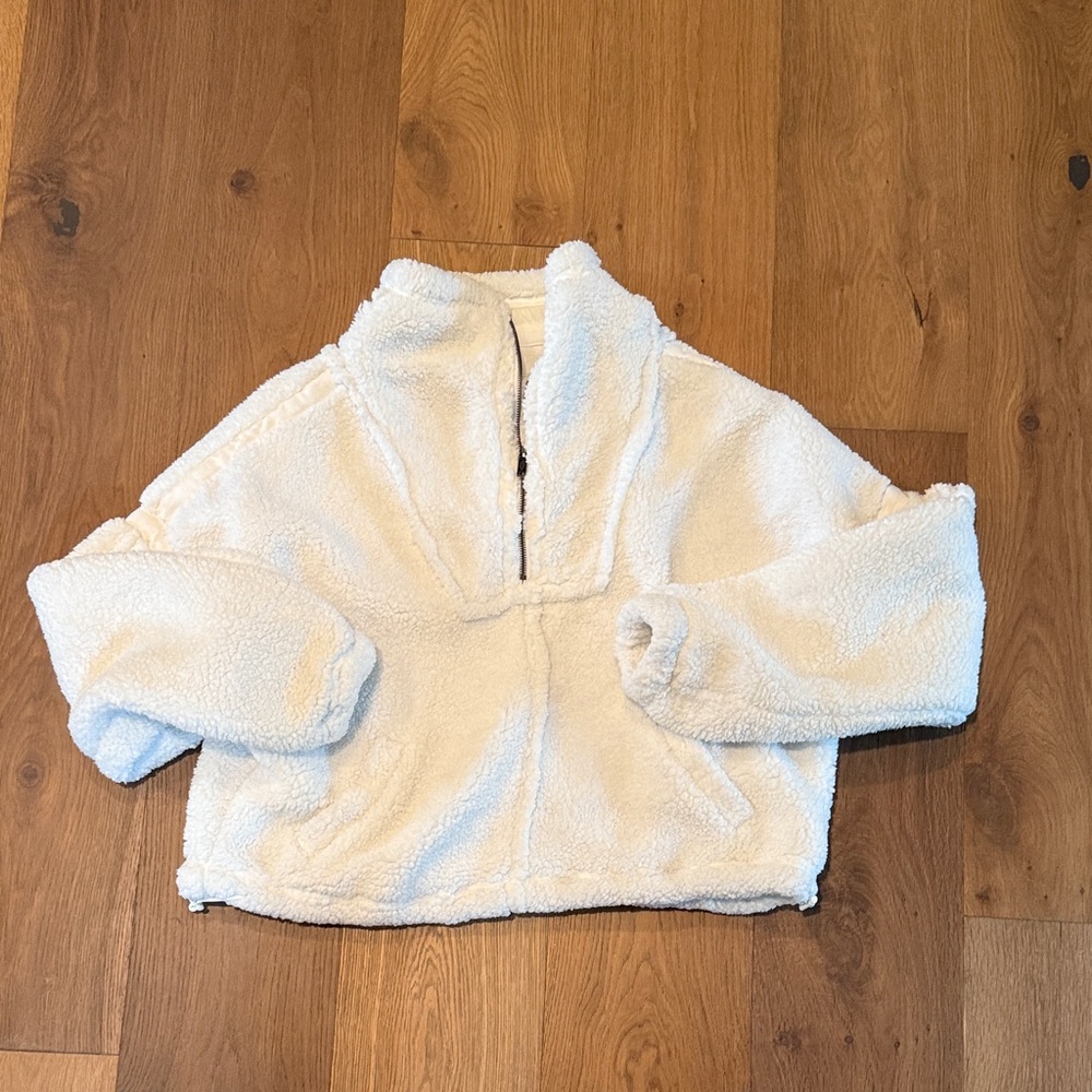 Free People Womens Cream Fleece Puffer Jacket